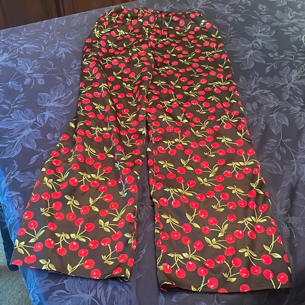 Cherry pants sweatpants satin silk